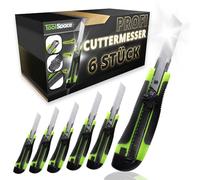 ToolSpace Cutter Couteau de Chantier Cutters Segmentés avec Lame Acier Inoxydable Guide Métallique Blocage Sécurisé Poignée Antidérapante pour Carton Tapis Plastique Bricolage - 18 mm Set de 3