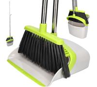 ToolSpace Ensemble Balai et Pelle à Poussière Pelle et Balayette avec Long Manche Réglable Set de Balayage Vertical avec Peigne Broom Dustpan pour Nettoyage des Sols Extérieur Jardin Intérieur Cuisine