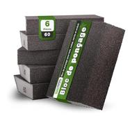 ToolSpace Éponges Abrasives Grain 60 Lot de 6X Lavables Réutilisables | Blocs pour Ponçage Manuel, Polissage des Surfaces, Métal et Acier, Papier Émeri, Bricolage et Atelier