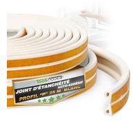 ToolSpace Joint Porte Entree, Fenetre, Isolation Porte, Fenetre Anti Froid - Bande d'étanchéité autocollante portes fenêtres - 25m - P Profil Blanc - ande d'étanchéité anti-collision