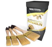 ToolSpace Kit 4 Pinceaux Plats Professionnels 25mm 36mm 50mm 76mm Brosse Spalter Poils Naturels pour Peinture Vernis Lasure Acrylique Bois Meubles Murs Façade Manche en Bois Bricolage et Rénovation