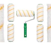 ToolSpace Kit 5 Rouleaux à Peinture 18 cm avec Manche Ergonomique Poils 11 mm Polyacrylique Anti Goutte pour Murs Plafonds Rénovation Intérieur Extérieur Recharge Bricolage Professionnel