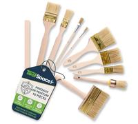 ToolSpace Kit de Pinceaux Peinture 9 Pièces Pinceau à Tapisser Calorifère Plat Rond Agitateur Difficiles Meubles Fenêtres Portes Radiateurs Jardin Intérieur Extérieur Marron Poils Naturels Bois