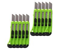 ToolSpace Lot de 10 Cutters Professionnels Largeur de Lame 18 mm Couteau à Tapisser en Acier Inoxydable Poignée Ergonomique, Blocage Couteau à Carton Cutter pour Papier Peint, de Coupe