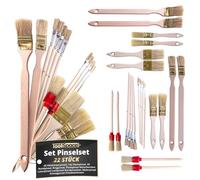 ToolSpace Lot De 22 Pinceaux 4 Radiateurs 14 Plats 4 Ronds Poils Naturels Manche En Bois Vernis Lasure Teinture Peinture Acrylique Meubles Murs Bois Fenêtres Portes Radiateurs Rénovation Retouches DIY
