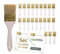ToolSpace Lot de 24 Pinceau 50 mm Pinceaux Plats avec Poil Naturel - Brosse pour Peinture Acrylique Vernis - Queue de Morue pour Travaux Émaux Teinture Bricolage - Coude Professionnels e Rechampir