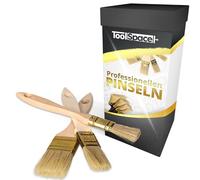 ToolSpace Lot de 3 Pinceau 20/25/36 mm Pinceaux Plats avec Poil Naturel - Brosse pour Peinture Acrylique Vernis - Queue de Morue pour Travaux Émaux Teinture Bricolage - Coude Professionnels