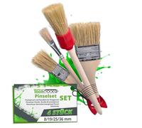 ToolSpace Lot de 4 Pinceau 25/36/50/76 mm e Rond 25 mm - Pinceaux Plats avec Poil Naturel - Brosse pour Peinture Acrylique Vernis - Queue de Morue pour Travaux Émaux Teinture Bricolage - Coude