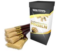 ToolSpace Lot de 4 Pinceau 25/36/50/76 mm Pinceaux Plats avec Poil Naturel - Brosse pour Peinture Acrylique Vernis - Queue de Morue pour Travaux Émaux Teinture Bricolage - Coude Professionnels