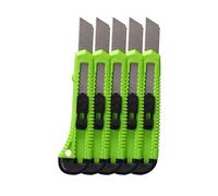 ToolSpace Lot de 5 Cutters Professionnels Largeur de Lame 18 mm Couteau à Tapisser en Acier Inoxydable Poignée Ergonomique, Blocage Couteau à Carton Cutter pour Papier Peint, de Coupe