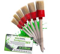 ToolSpace Lot de 6 Pinceau Rond 20/25/30/35/40/45 mm Pinceaux avec Poil Naturel pour Peinture Rechampir - Brosse pour Meubles Cire - avec Manche pour Nettoyage Voiture Retouches - Précise Angle