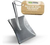 ToolSpace Pelle Metal - Ramasse Poussiere Metalique 37 cm pour Jardin Balayage Extérieur - Rectangulaire avec Manche en Bois pour Poussière Nettoyage Maison Sol Domestique Atelier Intérieur