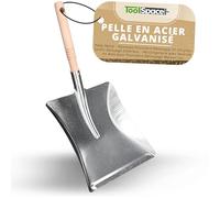 ToolSpace Pelle Metal - Ramasse Poussiere Metalique 45 cm pour Jardin Balayage Extérieur - Rectangulaire avec Manche en Bois pour Poussière Nettoyage Maison Sol Domestique Atelier Intérieur