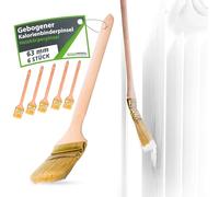 ToolSpace Pinceau à Calories Courbes | Pinceau pour radiateurs | Largeur 63 mm | Longueur Totale : 36 cm | Poils : Poils naturels denses| Manche : Bois de hêtre | 6 pièces