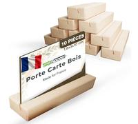 ToolSpace | Porte Carte en Bois Naturel | 10 pcs | Porte Menu | Porte Cartes de Visite | 10x3x1,8 cm | Porte Carte Badge de Mariage, pour Restaurants, Fêtes | Style Rustique | Accessoire de Mariage