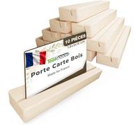 ToolSpace Porte-Cartes de Table en Bois de Hêtre Support Bois MASSIF 10 pcs Socle Stable Fente 1,4 mm Porte-Nom de Table Porte-Menu Support Photo pour Mariage Événements Etiquette 15x3x1,8 cm A4-Style