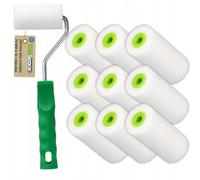 ToolSpace Rouleau Peinture Rouleaux Mousse Lisse avec Manche pour Bois Métal Carrelage Meubles Projets DIY Laques et Vernis Manchon Haute Densité Application Absorption Optimale - 7 cm Lot de 10