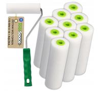 ToolSpace Rouleau Peinture Rouleaux Mousse Lisse avec Manche pour Bois Métal Carrelage Meubles Projets DIY Laques et Vernis Manchon Haute Densité Application Absorption Optimale - 11 cm Lot de 10