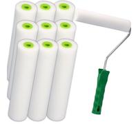 ToolSpace Rouleau Peinture Rouleaux Mousse Lisse avec Manche pour Bois Métal Carrelage Meubles Projets DIY Laques et Vernis Manchon Haute Densité Application Absorption Optimale - 15 cm Lot de 10
