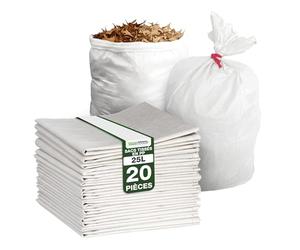 ToolSpace Sac à Gravats PP Tissé, 50×85 cm en Polypropylène 20x Sac Chantier pour Gravier Sable Feuilles Déchets de Construction Jardin - Réutilisable - Résistant 25 kg Sacs a Gravats Toile Tissée