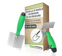 ToolSpace Set de 2 truelles d'angle intérieur et extérieur 85x60 mm Spatule d'angle, truelle d'angle Inoxydable en Acier Inoxydable Truelle d'angle avec poignée Souple, pour travaux de plâtrage