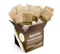ToolSpace Set de Pinceaux Plats - 12 pcs - 63 mm - Kit de Peinture, Brosse Fine, Peindre Les Murs, Les endroits Difficiles d'accès, Pinceau Brush avec Poils Naturels - Manche Ergonomique en Bois, DIY