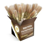 ToolSpace Set de Pinceaux Plats - 36 pcs - 15 mm - Kit de Peinture, Brosse Fine, Peindre Les Murs, Les endroits Difficiles d'accès, Pinceau Brush avec Poils Naturels - Manche Ergonomique en Bois, DIY