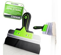 ToolSpace Spatule de Surface en Acier Inoxydable 250 x 60 mm Couteau à Enduire Taloche Enduit Spatule de Façade Lissage avec Support en Aluminium Spatule Large Couteau Finition D'enduits Béton Murs