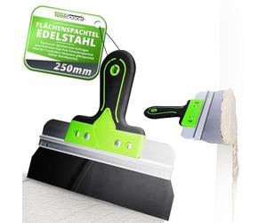 ToolSpace Spatule de Surface en Acier Inoxydable 250 x 60 mm Couteau à Enduire Taloche Enduit Spatule de Façade Lissage avec Support en Aluminium Spatule Large Couteau Finition D'enduits Béton Murs