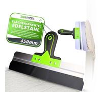ToolSpace Spatule de Surface en Acier Inoxydable 450 x 60 mm Couteau à Enduire Taloche Enduit Spatule de Façade Lissage avec Support en Aluminium Spatule Large Couteau Finition D'enduits Béton Murs