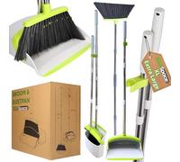 ToolSpace XL Kit Balai et Pelle à Poussière Pelle et Balayette avec Long Manche Réglable Set de Balayage Vertical avec Peigne Broom Dustpan pour Nettoyage des Sols Extérieur Jardin Intérieur Cuisine