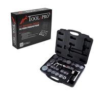 Toolspro - Repousse Piston Frein Pneumatique - Rotation Gauche & Droite - Coffret Professionnel Universel 27 Pièces Multimarque - Outillage Mecanique Auto - Marque Française