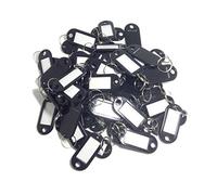 TOOLSTAR Lot de 100 étiquettes d'identification en plastique avec porte-clés pour bagages, nom d'animal domestique (noir)
