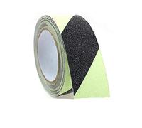 TOOLSTAR Ruban adhésif antidérapant phosphorescent, ruban adhésif d'avertissement de danger, étanche pour sols, escaliers ou équipements - Lot de 1, sergé noir + vert