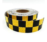 TOOLSTAR Ruban réfléchissant autocollant de sécurité - 3 m x 50 mm - Noir avec carré jaune - 1 rouleau
