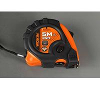 TOOLSTEK Wokin Mètre à ruban rétractable professionnel Mesures impériales et métriques avec clip de ceinture en métal 5 m 5 m avec fonction 3 boutons d'arrêt et pouce métrique