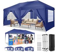TOOLUCK Tonnelle 3x6m Tonnelle Pliante 3x6 Barnum Pliant Tonnelle de Jardin Exterieur Imperméable Professionnel Tente de Reception Camping avec 6 Côtés, Navy Bleu