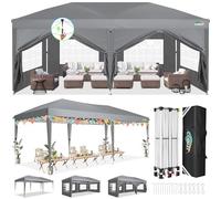 TOOLUCK Tonnelle Pliante 3x7m Barnum Pliant Tonnelle de Jardin Exterieur Imperméable Pliant Tente de Reception Gazebo avec 6 Côtés, Gris