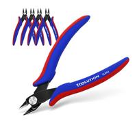 TOOLUTION Jeu 5 Pinces Coupantes Précision, Coupe Affleurante Acier HC | Cinq pinces latérales coupe flush, acier haute densité, ressort intégré, idéales artisanat, électronique et modélisme