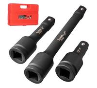 Toolwiz Jeu de Rallonges pour hocs 3/4" Cr-Mo 100mm, 150mm, 250mm | 3 Pièces, Compatible Avec Les Outils À Chocs Pneumatiques Et Électriques, Convient Aux Camions Et Tracteurs, Boîte en PVC