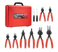 Toolwiz Lot de 10 pinces à anneau de retenue interne et externe, pinces à circlips en C, outils automobiles droits courbés et robustes, avec crochet, médiator et étui de rangement