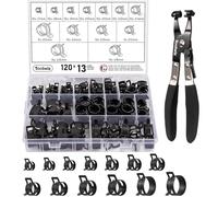 Toolwiz Lot de 120 Colliers de Serrage à Ressort 7 à 22 mm avec Pince, 13 Tailles de Colliers de Serrage à Ressort de Type Bande à Tension Constante pour Radiateur, Conduite de Carburant