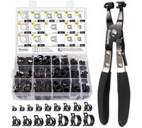 Toolwiz Lot de 130 Colliers de Serrage à Ressort 6-25mm avec Pince | 16 Tailles, Type Bande à Tension Constante, Pour Radiateur, Pour Conduite de Carburant