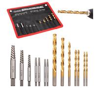 Toolwiz Lot de 14 extracteur de vis cassée Easy Out avec sac en toile, jeu d'embouts de forage à gauche et kit extracteur de tarauds de boulons cassés pour goujons enlever les vis, boulons, écrous