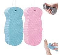 Toolye Lot de 2 éponges de bain exfoliantes magiques pour le corps, exfoliantes et exfoliantes 3D, pour homme et femme