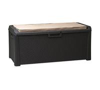 Toolmax - Coffre de jardin XL 560L Santorini TOOMAX résine Cousin inclus. Effet rotin L147xP72xH65 cm Résiste au gel, intempéries et UV