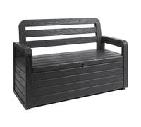 Toomax Coffre Foreverspring avec assise 2 personnes 270 L, en plastique effet bois, dimensions 132,5 x 58 x 89 cm, article 599, couleur : anthracite