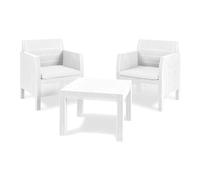 Toomax Ensemble de salon de jardin Matilde 2 places, blanc, en plastique résistant effet rotin, 2 fauteuils avec dossier ergonomique et 1 table basse, idéal pour les espaces extérieurs
