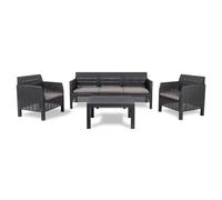 Toomax Ensemble de salon de jardin Matilde 5 places, anthracite, en plastique résistant effet rotin, 2 fauteuils avec dossier ergonomique, canapé 3 places et table, idéal pour les espaces extérieurs