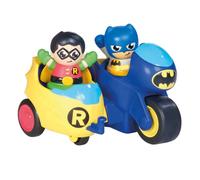 Toomies- DC Comics Batman E73260 Batcycle 2-en-1 Ensemble Moto et Side-Car-Fixation sur Le côté Bout-Propulsion grâce à Un mécanisme à Friction-À partir de 12 Mois, Multicolore
